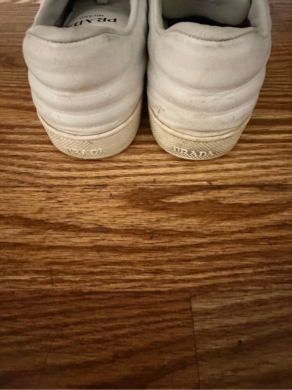 Prada White Leather Low-Top Sneakers - Picture 4 of 6